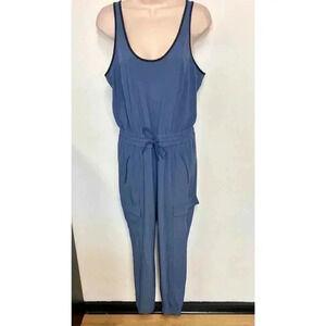 Athleta Womens Iron Blue Zip Pockets Sleeveless Unbound‎ Jogger Jumpsuit Small